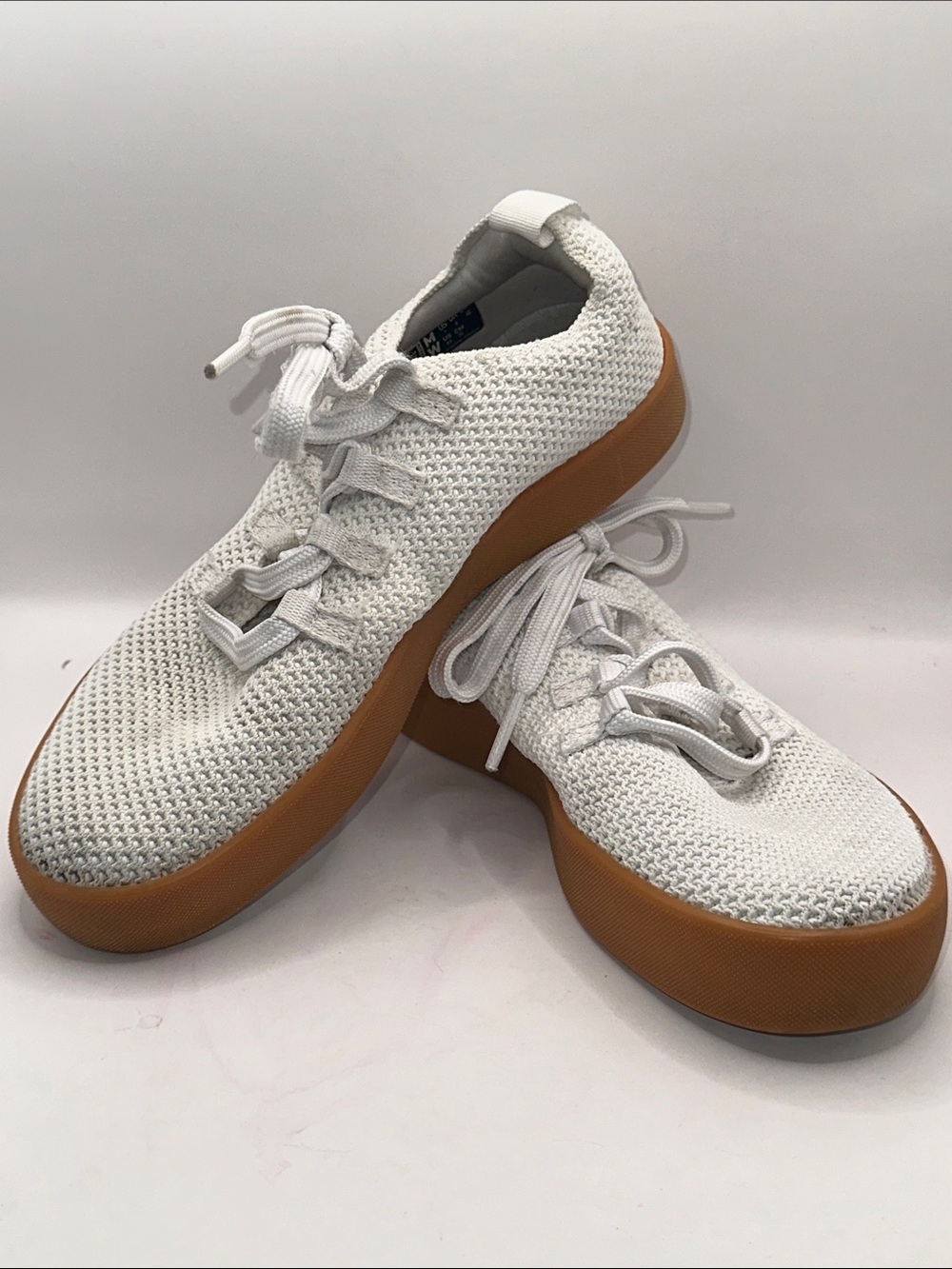 NOBULL White Knit Sneakers with Gum-Style Platform Sole